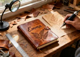Laser engraved personalized leather journal covers